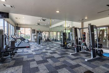 Modern fitness equipments at Grand Villas at Cinco Ranch, Texas